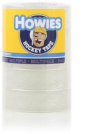 Howies Hockey – Cinta transparente de hockey – Paquete de 5 – Espinillera/cinta para calcetines – Agarre fuerte, adhesivo de larga duración para hockey sobre hielo, fútbol, atletismo – 1 pulgada x 25