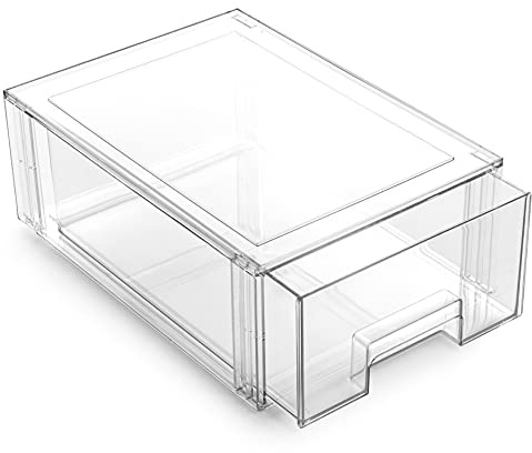 BINO | Stackable Storage Drawers, Large - Clear | THE CRATE COLLECTION | Storage Bins With Drawers | Bathroom Organizers | Under Sink Organizer | Vanity Cabinet Home Organization