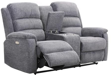 Vente-unique Canapé 2 Places Relax électrique avec Tablette NEVERS en Tissu - Anthracite