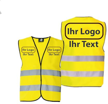 Personalisierbare Warnweste/Sicherheitsweste in verschiedenen Farben | farbig bedruckbar mit Text und/oder Logo | mit Reflex-Leuchtstreifen, Signal Yellow, XL, 1006889