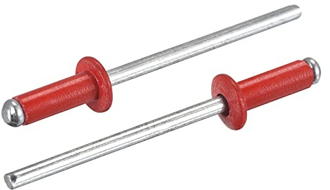sourcing map 100 st. blindnitar 3,2 mm x 9 mm platt runt huvud för limning metallplatta röd