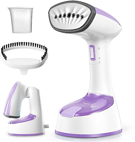 Steamer for Clothes, Folding Handheld Design Garment Wrinkles Remover, 20g/min Strong Penetrating Steam, 25-Sec Fast Heat-up, for Home, Office and Travel (Pink)