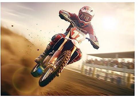 WTD Mantiburi Papier peint photo en non-tissé pour chambre d'enfant Motif motocross et moto avec colle incluse 368 x 254 cm