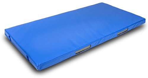 Foamma Gymnastics Mat, 4 x 4 ft x 8 ft, Blue, High-Density Landing Mat with Waterproof Cover, Ideal for Wrestling, Tumbling, Kids & Adults – Gymnastics Equipment for Indoor & Outdoor Use