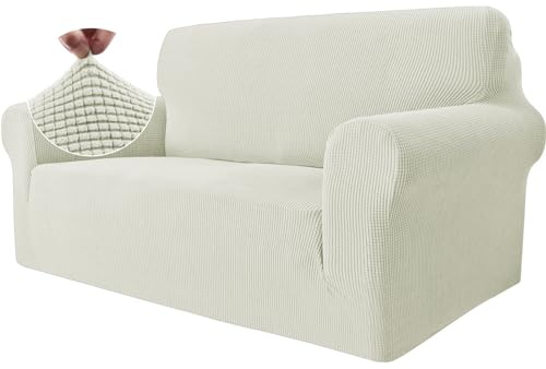 Ystyle Universale Copridivano 2 Posti con Braccioli, Bianco Naturale | Sofa Cover Antigraffio Gatto, Pesante Fodere Copridivani Elasticizzato, Copripoltrona Antimacchia Lavabile Antiscivolo