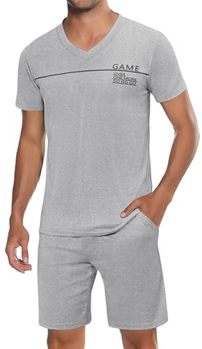 Marvmys Mens Pyjamas Shorty Short Sleeve Set