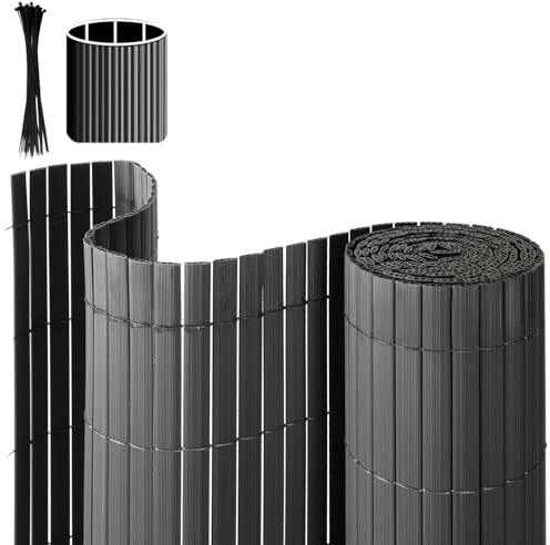 Eulenke Canisse en PVC Brise Vue 90 x 500 cm, Trois Renforts nervurés, clôture d'intimité avec Serre-câbles, Lattes intérieures renforcées, Brise-Vue pour Balcon, clôture, Jardin, Anthracite