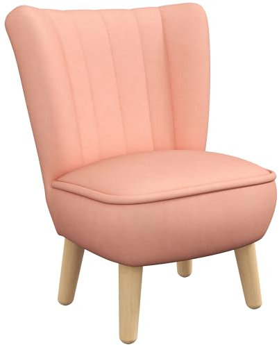 AIYAPLAY Kindersessel, Kindersofa mit Samtoptik, Holzbeine, Kinderstuhl für Kinderzimmer, Spielzimmer, Rosa