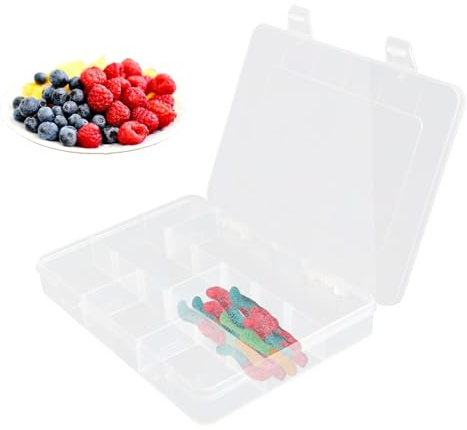 Tabanzhe 18 Large Grids Snack Compartment Storage Box,Clear Plastic Jewelry Organizer with Adjustable Dividers,Portable Snackle Container for Beads Jewelry Earring Cosmetics Craft Small Accessories