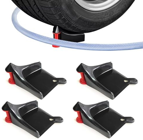 4 Pcs Car Hose Guide, Car Wheel Hose Guide Wedge, Car Tire Hose Roller for Car Washing, Car Tire Hose Guide Plastic, Car Detailing Washing Tools for Car, Truck, Motorcycle Tires (Black)