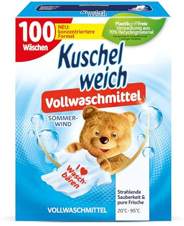 Kuschelweich Vollwaschmittel Pulver - für 100 Wäschen, hautverträglich, mikroplastikfrei, vegan - 5 kg - Sommerwind