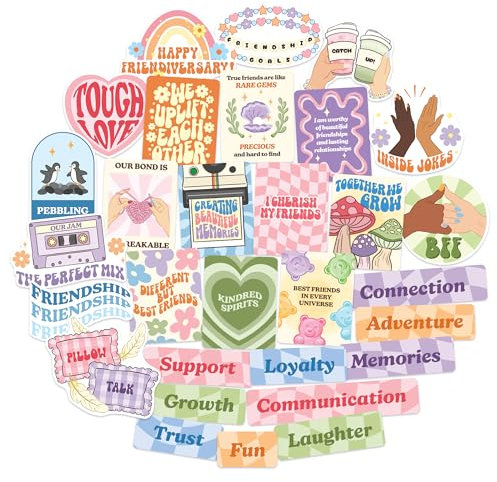 Navy Peony Pegatinas Pastel de Amistad para Vision Board (30 piezas) – Aniversario de Amistad, Soft Preppy, Pegatinas de Mejores Amigos para Agendas y Fiestas de Vision Board