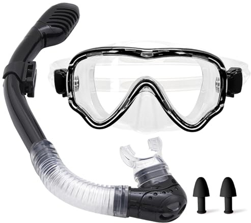 Kids Snorkel Set for Boys Girls Youth 3-14, Panoramic Wide View,Anti-Fog Snorkel mask Set, Professional Snorkeling Gear for Pool Swimming Diving Water Park Beach Vacation