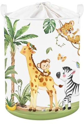 Clastyle Ceste Biancheria Bambini Animale Tropicale Cestino Giocattoli Vestiti per Ragazzo Ragazza Cestino Portaoggetti per Bagno Cameretta Bucato, Giraffa Zebra, 36x45 cm