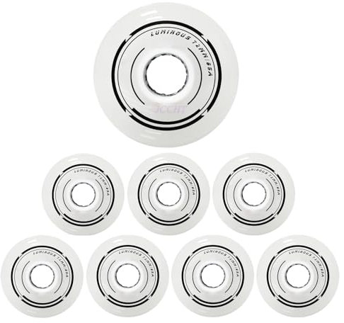 JCCHT Lysande inlineshjul 64mm/68mm/70mm/72mm/76mm/80mm Skinande Luminescenshjul för inomhus och utomhus 85A 8-pack,White,80MM