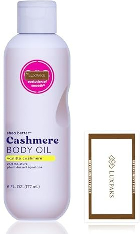 Body Care Set: E.O.S. Vanilla Cashmere Body Oil + LUXPAKS Wipe | E.O.S. Body Oil, Vanilla Cashmere, Squalane, 24-Hour Moisture, Dry Skin, Body Care