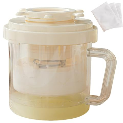Colador de yogur con asa, colador de queso con 3 bolsas de malla fina y tapa hermética, máquina para preparar leche de frutos secos desmontable sin BPA para yogur griego espeso y leche de soja.