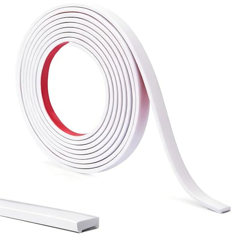 3 Meters Peel and Stick Trim, Flexible White PVC Wall Moulding for Tile Edging, Mirror and Window Frames, Waterproof Self-Adhesive Decorative Strip, White
