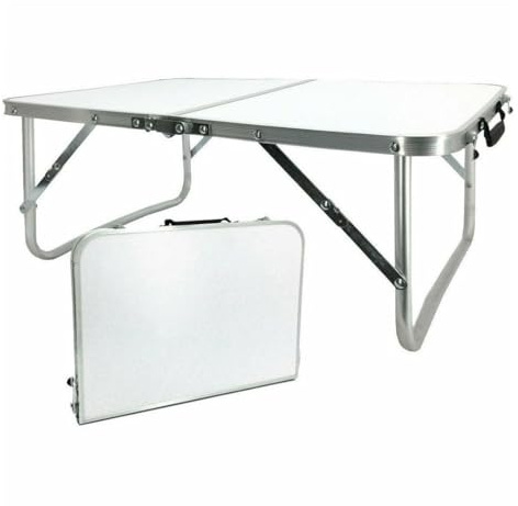 EMPOTEC Mini Tavolo da Giardino Campeggio Terrazzo Vassoio per Colazioni a Letto Porta Laptop PC Supporto Notebook Computer Tablet Richiudibile con Maniglia Salva Spazio h24x60x40 cm