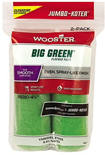 Wooster Brush RR310-4 1/2 Jumbo-Koter Big Green Paint Roller, 4-1/2 in L, Fabric Cover, Phenolic Core, 4.5 Inch