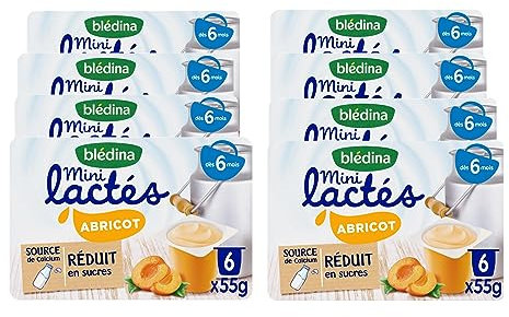 Blédina - Les Mini Lactés Abricot - De 6 à 36 mois - 48 pots de 55g