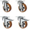 CASCOO SETSHTH160BAU5D0N Rollensatz 2 Lenkrollen-, 2 mit Feststeller, Aluminiumfelge, Polyurethan, Durchmesser 160 mm, Schwerlast, Doppelkugellager, Traglast 1500 kg (4-er Pack)