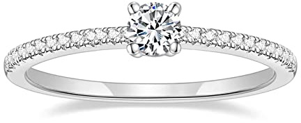 Titaniumcentral förring damer eternity ringar smal rund zirkon förlovningsringar vigselringar löften ring, 60 (19.1), Mässing, Kubisk zirkonia
