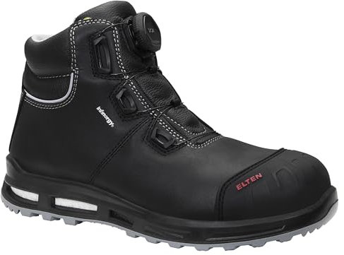 ELTEN Sicherheitsschuhe Reaction XXT Pro BOA Mid ESD S3S, Damen und Herren, Leder, Kunststoffkappe (Leichter als Stahlkappe), leicht, robust 42, Schwarz