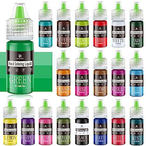 Colorant Alimentaire - 20 Colorant Alimentaire Liquide Concentré pour Gâteau, Cuisson, Glaçage, Fondant, Décoration - Colorants Alimentaires Vibrant pour la Slime, Givrage, Aerographe, DIY Artisanat