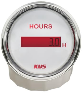 KUS 52 mm (2 tum) digital timräknare 0–9999,9 timmar vattentät med bakgrundsbelysning för bilar, båtar yachter