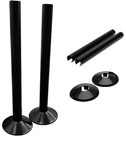 E2trade Black 15mm Radiator Pipe Hole Collars Cover Radsnaps (Pack of 2 Collar & Sleeve), Black (Black)