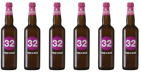 32 Via dei Birrai – TRE+DUE - Birra leggera speziata con coriandolo e scorza d'arancia amara – Vegana, Non Filtrata, Non Pastorizzata - 6 bottiglie da 75cl – 3,2% vol.