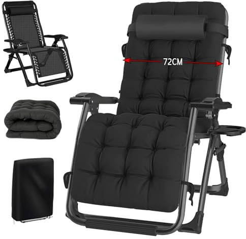 Hengriacly Liegestuhl Klappbar Sonnenliege mit Abdeckung, Gartenliege Relaxliege für Mittagspause Belastbar 200kg Verstellbar RüCkenlehne Gartenstuhl Ergonomisch und Atmungsaktiv