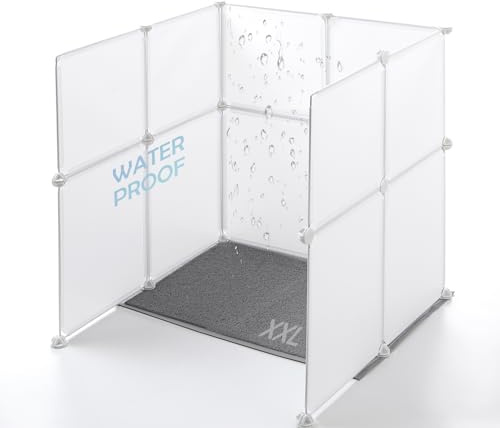 MEEXPAWS Caja de arena para gatos XXL 27.9 pulgadas de largo x 27.9 pulgadas de ancho x 31.5 pulgadas de alto, hojas de plástico ligeras con alfombrilla de arena para gatos, fácil de limpiar (blanco)