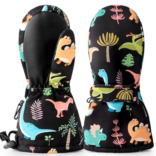 Vihir Kinderhandschuhe Fäustlinge Kinder Wasserdicht Skihandschuhe Kinder Winterhandschuhe Kinder Winddicht Warm Atmungsaktiv für Jungen und Mädchen von 2 bis 10 Jahre