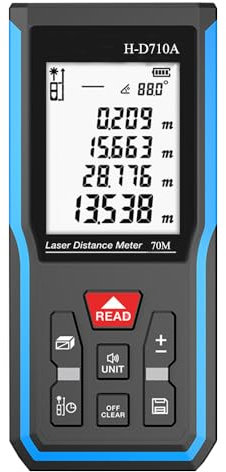 70m Laser Measure Device, Portable IP54 Laser Distance Meter Device, Measure Tool Range Finder, Digital Laser Tape Measure with LCD Backlit Display