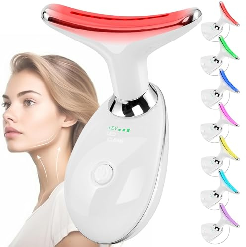 Massaggiatore Viso Antirughe Lifting Elettrico: Dispositivo di Bellezza con 3 Modi LED - Massaggio EMS per Face Lifting - 45°C Terapia Della Luce Gua Sha Massaggiatore Facciale del (Bianco)