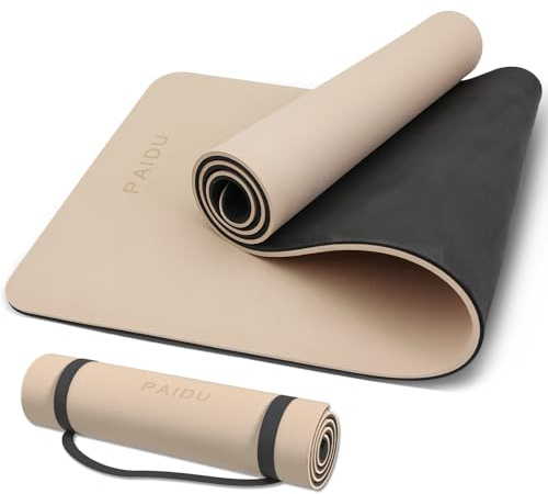 PAIDU Yoga Mat Non Slip Anti-tear,extra thick-2/5 inch（10MM）High Resiliency Professional POE Yoga Mats for Women Men Kids,72x24inch,Workout, Yoga, Pilates and Floor Exercise, with Carrier Strap