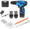 VOLTIX Trapano Avvitatore a Batteria 12V, 2 Batterie al Litio, 24 Accessori, LED Luce, Velocità Regolabile 600/1300 giri/min, 18+1 Frizione Regolabile, Set Completo per Fai da Te e Lavori Professional