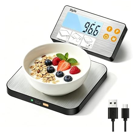 Diyife Küchenwaage Geteiltem Design, 1g/15Kg Haushaltswaage, USB Aufladung
