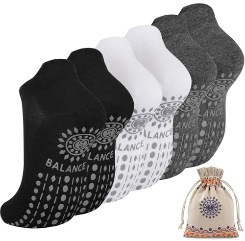 ILovDaisy Pilates Yoga Socken Damen 39-42, Stoppersocken Rutschfeste Socken | Anti-Rutsch Sneaker Socken Yogasocken, Antirutschsocken mit Noppen für Trampolin Gymnastik Fitness Krankenhaus Zuhause 3Paar
