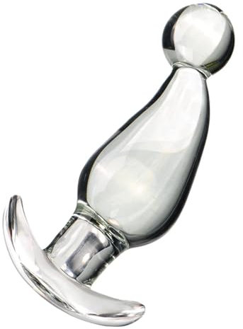 ZJPOJPH Plug anale in vetro, plug anale con base a T, plug anale in cristallo trasparente, dildo in vetro, dildo anale, dilatatore anale, perline anali, giocattolo sessuale for donne e uomini(B)