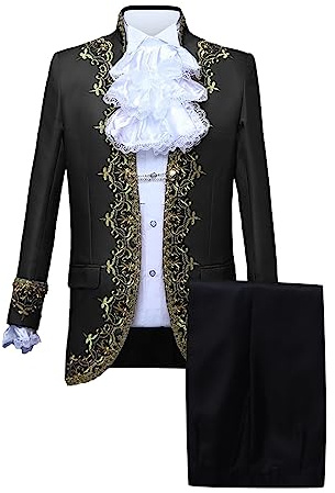 WOXIHUAN Abito Blazer da Uomo Giacca Vittoriano Cappotto Medievale Set Costume con Collare Fi Suit da Principe Stile Cortese Uniforme Design Festival Abiti per Cosplay Carnevale Abbigliamento