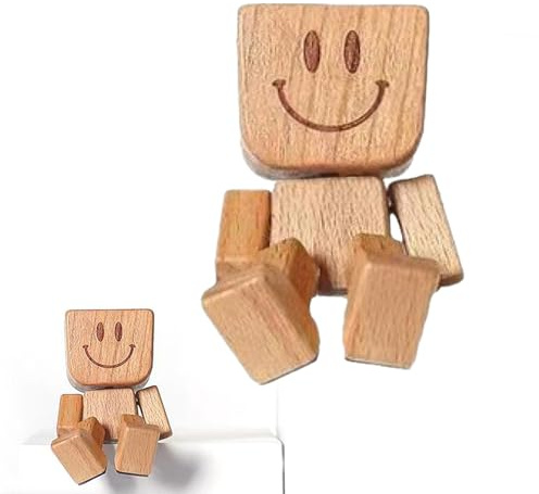 LIMEOW 1 Pièce Bonhomme en Bois Articulé, Figurine en Bois Dansante, Figurine Tableau de Bord en Bascule Fabriquée à la Main, Ornement Amusant pour Tableau Bord, Décoration pour Voiture