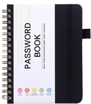 Carnet de mots de passe - Carnet d'entretien A6 | Journal de mots de passe, carnet à couverture rigide, organiseur sécurisé d'adresses sécurisées, avec onglets alphabétiques pour connexion et lic