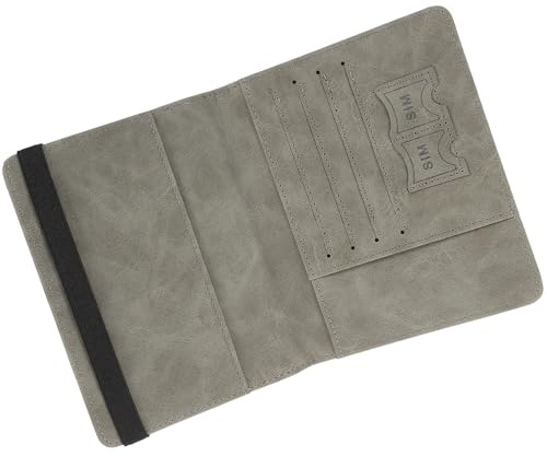 TINEASUR Pu Leather Passport Cover and Card Holder with Rfid Protection, Multi-card Slots Travel Document Organizer Wallet for Men and Women, Gray Compact Travel Accessory