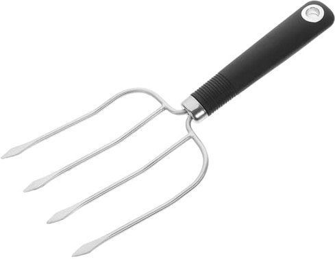 IMUSINICE Tenedor de Pavo Acero Inoxidable Reforzado de 4 Puntas, Herramienta para Barbacoa y Trinchar Carne, Utensilio Resistente para Asados y Cocina, Adecuado para Pollo y Aves de Corral