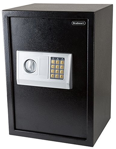 Digital Safe - Electronic Steel Safe with Keypad and Manual Override Keys - Protect Money, Jewelry, Passports - For Home, Business by Stalwart (Black)
