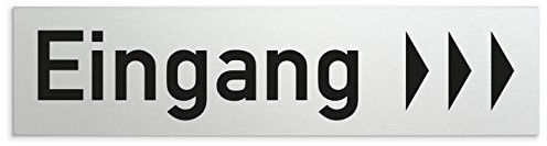 'Aluminium Plaque de porte d'entrée + flèche droite 160 x 40 x 1,5 mm de direction (Surface traitée) • autocollant
