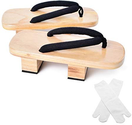 Japanese Wooden Clogs Sandals Japan Traditional Shoes Geta With Tabi Socks (US 8/25.5cm)